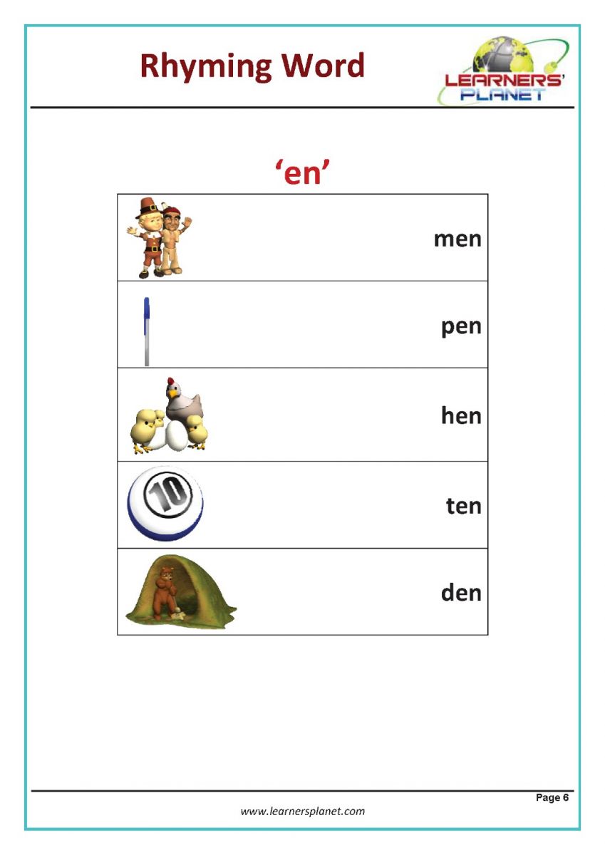 Connect rhyming pictures with words